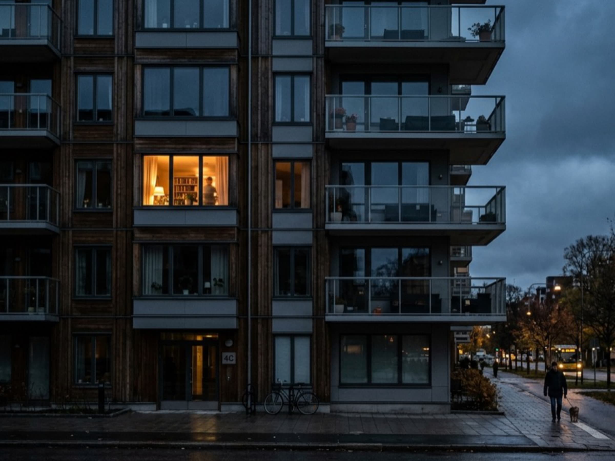 Bostadshus i Örebro i skymning