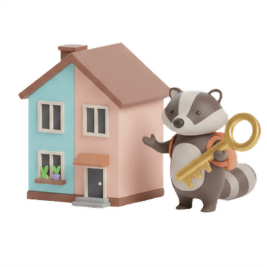 Grävling med nyckel redo att flytta in